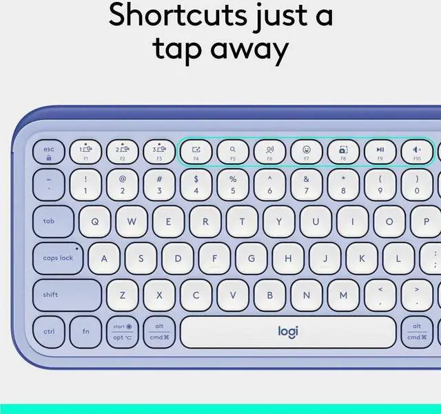 Alt view image 5 of 7 - Logitech POP ICON KEYS Wireless Bluetooth Keyboard, Comfortable Typing, Programmable Keys, Easy-Switch Between up to 3 Devices, for Laptop, Tablet, PC - Lilac-Off-White