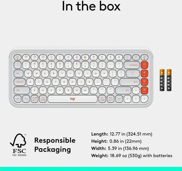 Alt view image 2 of 5 - Logitech POP ICON KEYS Wireless Bluetooth Keyboard, Comfortable Typing, Programmable Keys, Easy-Switch Between up to 3 Devices, for Laptop, Tablet, PC - Off-White-Orange