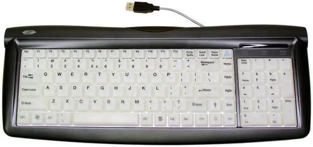 Alt view image 2 of 3 - ZIPPY EL-715 Black & White 104 Normal Keys USB Super Slim Electron luminescent Keyboard