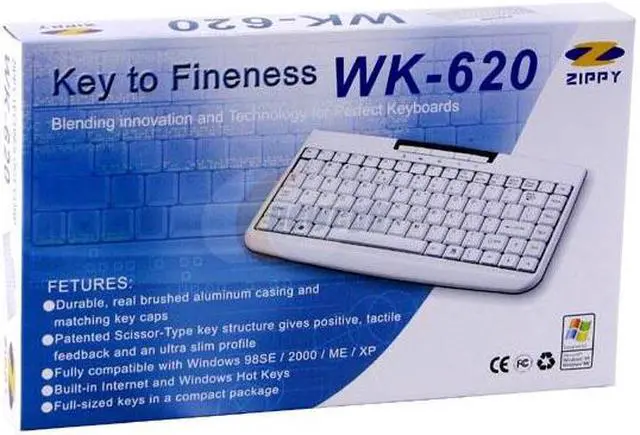 Alt view image 3 of 3 - ZIPPY WK-620 Silver 85 Normal Keys 5 Function Keys USB or PS/2 Mini Aluminum Multimedia Keyboard