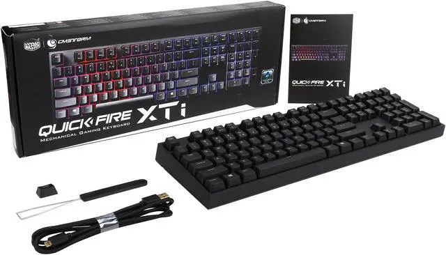 Alt view image 8 of 8 - Cooler Master QuickFire XTi Fully Backlit Mechanical Keyboard with Multi-Color per-key Backlighting and Customization (Blue Switch)