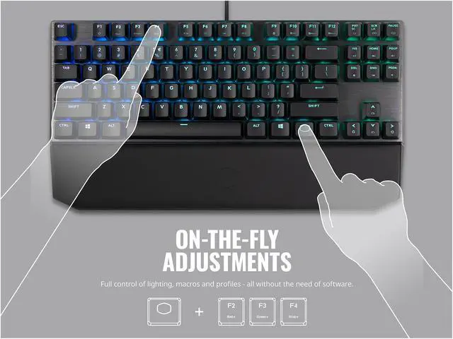 Alt view image 8 of 12 - Cooler Master MK730 Tenkeyless Gaming Mechanical Keyboard with Cherry MX Red, RGB Per-Key lighting and Removable Wrist Rest