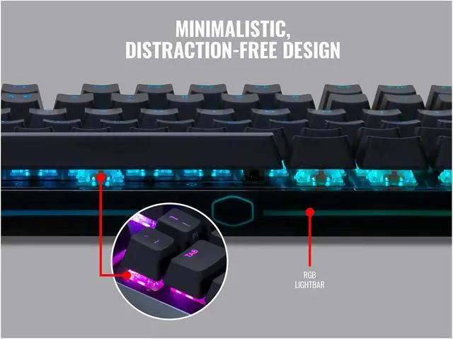 Alt view image 9 of 12 - Cooler Master MK730 Tenkeyless Gaming Mechanical Keyboard with Cherry MX Red, RGB Per-Key lighting and Removable Wrist Rest