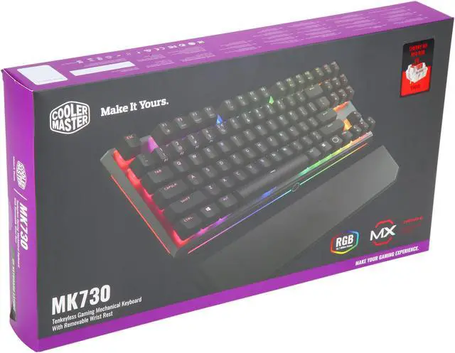 Alt view image 12 of 12 - Cooler Master MK730 Tenkeyless Gaming Mechanical Keyboard with Cherry MX Red, RGB Per-Key lighting and Removable Wrist Rest
