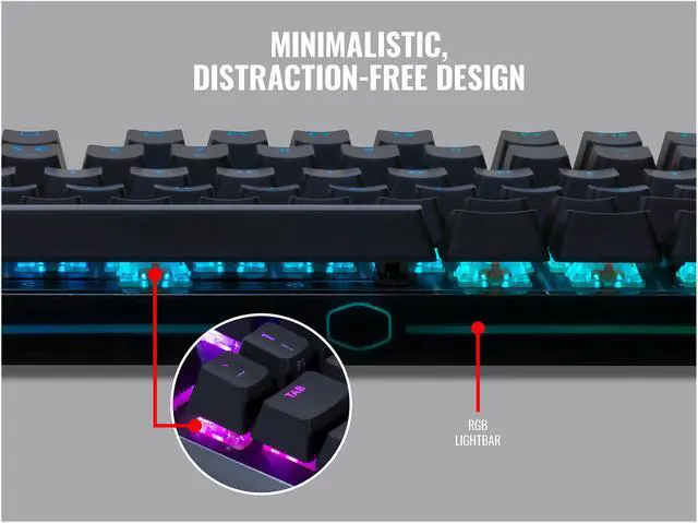 Alt view image 9 of 12 - Cooler Master MK730 Tenkeyless Gaming Mechanical Keyboard with Cherry MX Brown, RGB Per-Key lighting and Removable Wrist Rest