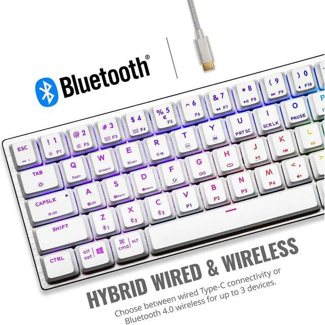 Alt view image 2 of 9 - Cooler Master SK622 Silver White Wireless 60% Mechanical Keyboard | Low Profile Brown Switches | New & Improved Keycaps | Brushed Aluminum Design