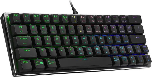 Alt view image 3 of 9 - Cooler Master SK620 60% Mechanical Keyboard with Low Profile Blue Switches, New and Improved Keycaps, and Brushed Aluminum Design