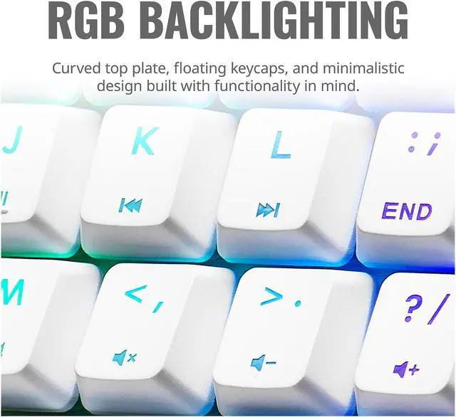Alt view image 8 of 9 - Cooler Master SK620 60% Sliver White Mechanical Keyboard with Low Profile Blue Switches, New and Improved Keycaps, and Brushed Aluminum Design