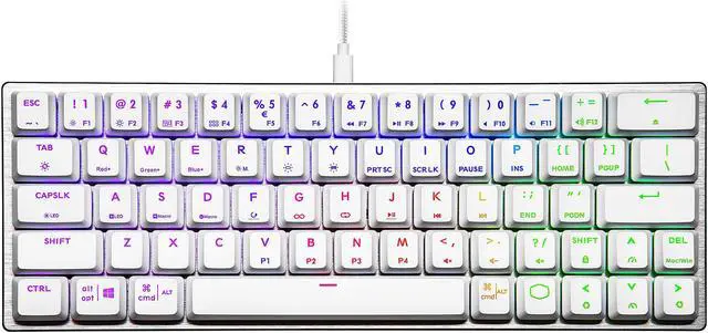 Main image of Cooler Master SK620 60% Sliver White Mechanical Keyboard with Low Profile Blue Switches, New and Improved Keycaps, and Brushed Aluminum Design