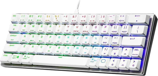 Alt view image 2 of 9 - Cooler Master SK620 60% Sliver White Mechanical Keyboard with Low Profile Blue Switches, New and Improved Keycaps, and Brushed Aluminum Design