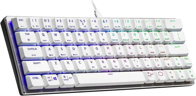 Alt view image 3 of 9 - Cooler Master SK620 60% Sliver White Mechanical Keyboard with Low Profile Brown Switches, New and Improved Keycaps, and Brushed Aluminum Design
