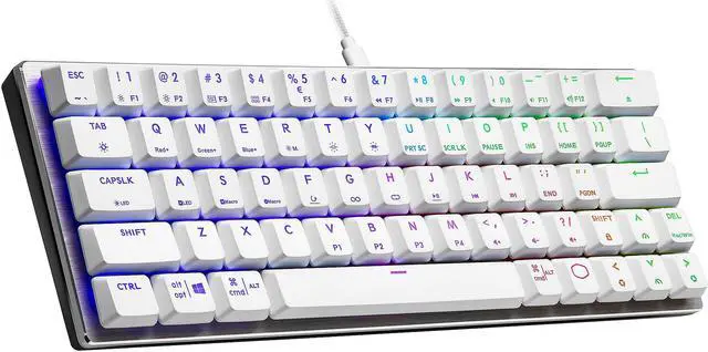 Alt view image 3 of 9 - Cooler Master SK620 60% Sliver White Mechanical Keyboard with Low Profile Red Switches, New and Improved Keycaps, and Brushed Aluminum Design