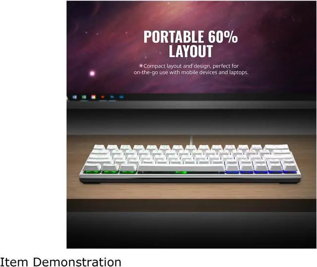 Alt view image 9 of 9 - Cooler Master SK620 60% Sliver White Mechanical Keyboard with Low Profile Red Switches, New and Improved Keycaps, and Brushed Aluminum Design