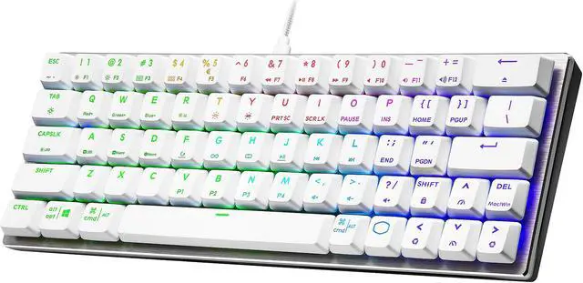 Alt view image 2 of 9 - Cooler Master SK620 60% Sliver White Mechanical Keyboard with Low Profile Red Switches, New and Improved Keycaps, and Brushed Aluminum Design