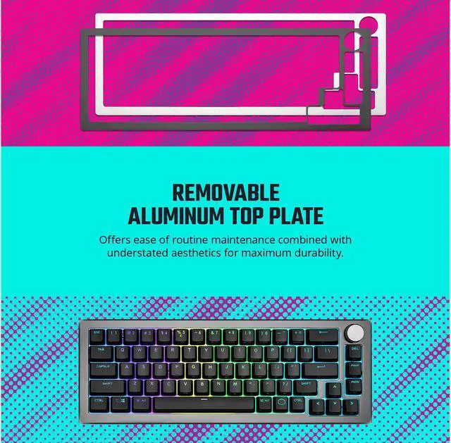 Alt view image 8 of 16 - Cooler Master CK721 Space Gray Hybrid Wireless Mechanical Brown Switch Keyboard with 65% Format, USB-C Connectivity, and 3-way Dial