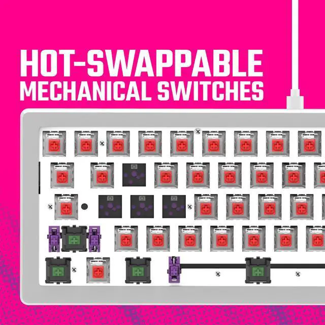 Alt view image 2 of 16 - Cooler Master CK720 Hot-swappable Mechanical Keyboard with Kailh Box V2 Mechanical Red Switch, 65% Layout, USB-C Connectivity, RGB Lighting and 3-way Dial, Sliver White