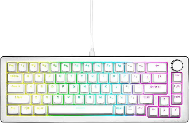 Alt view image 9 of 16 - Cooler Master CK720 Hot-swappable Mechanical Keyboard with Kailh Box V2 Mechanical Red Switch, 65% Layout, USB-C Connectivity, RGB Lighting and 3-way Dial, Sliver White