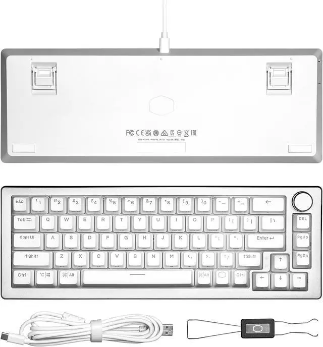 Alt view image 11 of 16 - Cooler Master CK720 Hot-swappable Mechanical Keyboard with Kailh Box V2 Mechanical Red Switch, 65% Layout, USB-C Connectivity, RGB Lighting and 3-way Dial, Sliver White
