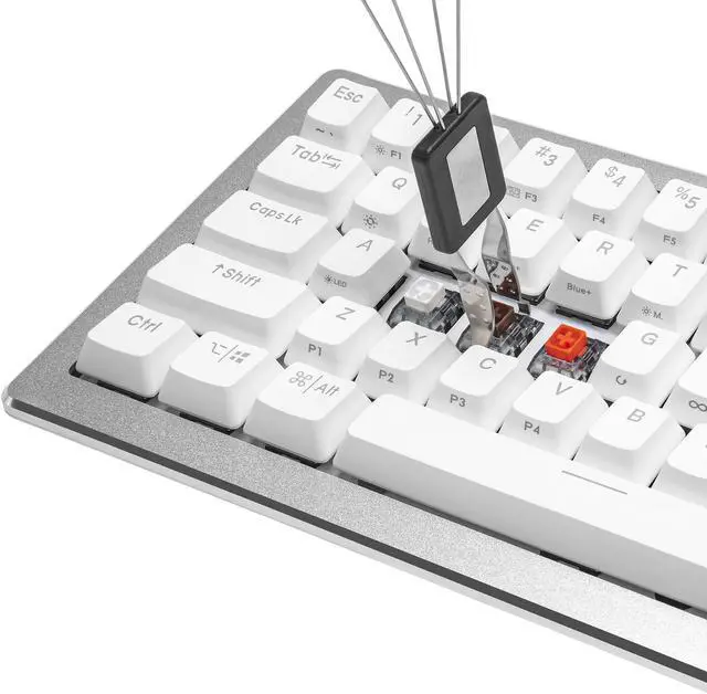 Alt view image 13 of 16 - Cooler Master CK720 Hot-swappable Mechanical Keyboard with Kailh Box V2 Mechanical Red Switch, 65% Layout, USB-C Connectivity, RGB Lighting and 3-way Dial, Sliver White