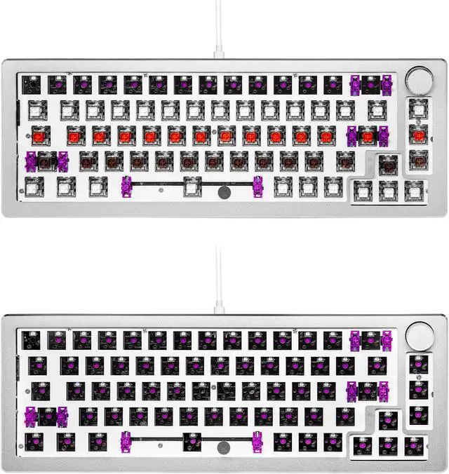 Alt view image 15 of 16 - Cooler Master CK720 Hot-swappable Mechanical Keyboard with Kailh Box V2 Mechanical Red Switch, 65% Layout, USB-C Connectivity, RGB Lighting and 3-way Dial, Sliver White