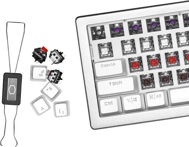Alt view image 16 of 16 - Cooler Master CK720 Hot-swappable Mechanical Keyboard with Kailh Box V2 Mechanical Red Switch, 65% Layout, USB-C Connectivity, RGB Lighting and 3-way Dial, Sliver White