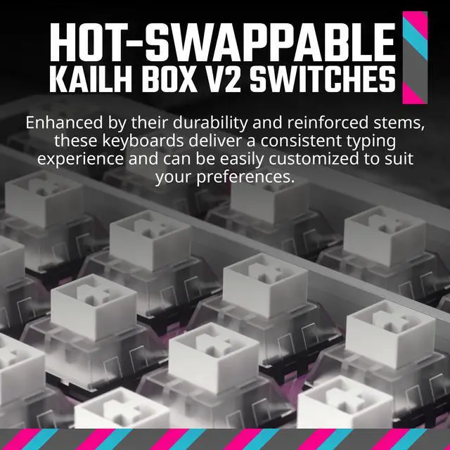Alt view image 2 of 13 - Cooler Master MK770 Wireless Mechanical RGB Gaming Keyboard, Kailh Box V2 Soft Click White Switches, Gasket Structure, Hot-Swappable, Bluetooth|2.4GHz, Tactile 3-Way Dial, QWERTY (MK-770-GKKW1-US)