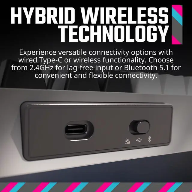 Alt view image 3 of 13 - Cooler Master MK770 Wireless Mechanical RGB Gaming Keyboard, Kailh Box V2 Soft Click White Switches, Gasket Structure, Hot-Swappable, Bluetooth|2.4GHz, Tactile 3-Way Dial, QWERTY (MK-770-GKKW1-US)