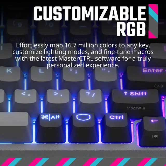 Alt view image 6 of 13 - Cooler Master MK770 Wireless Mechanical RGB Gaming Keyboard, Kailh Box V2 Soft Click White Switches, Gasket Structure, Hot-Swappable, Bluetooth|2.4GHz, Tactile 3-Way Dial, QWERTY (MK-770-GKKW1-US)