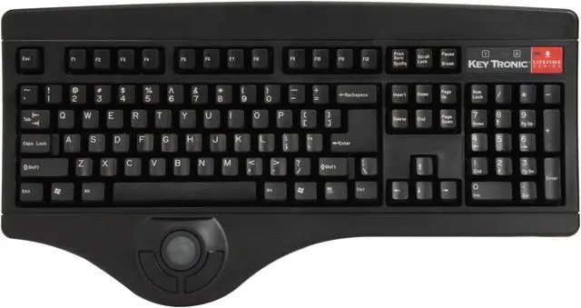 Alt view image 2 of 4 - KeyTronic TRACKBALL-U2 Black 104 Normal Keys USB Wired Keyboard with Integrated Trackball