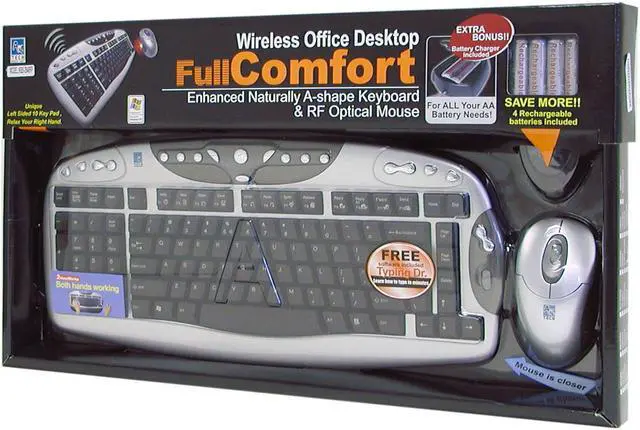 Alt view image 3 of 3 - A4Tech KBS-2548RP 2-Tone 103 Normal Keys 20 function keys + 1 wheel Function Keys RF Wireless Ergonomic Keyboard