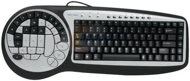 Alt view image 2 of 8 - WOLF KING DK2588UH Black/White 8 Internet Hotkeys, 40 Game Pad Keys, 2 Control Keys Function Keys USB Wired Improved Performance Timberwolf Gaming Keyboard