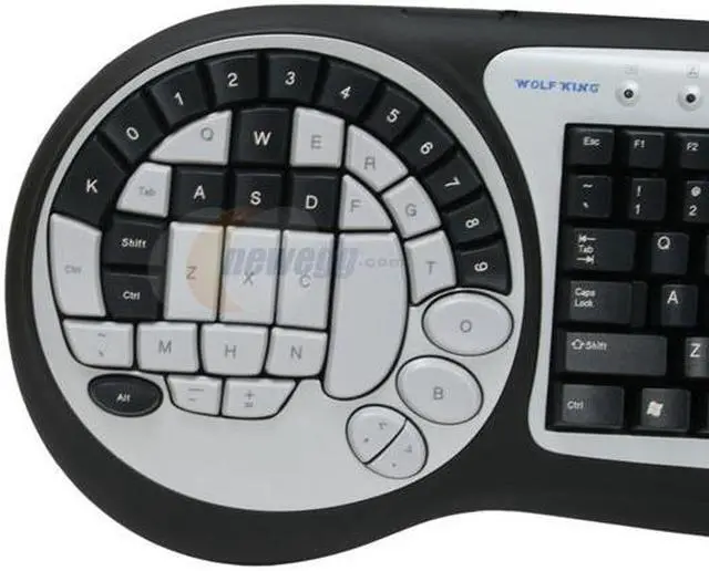 Alt view image 3 of 8 - WOLF KING DK2588UH Black/White 8 Internet Hotkeys, 40 Game Pad Keys, 2 Control Keys Function Keys USB Wired Improved Performance Timberwolf Gaming Keyboard
