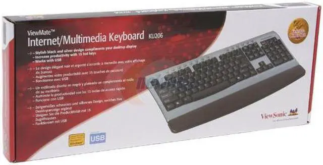 Alt view image 4 of 4 - ViewSonic ViewMate KU-206 2-Tone 104 Normal Keys 9 Internet function keys + 6 multimedia control keys Function Keys USB Wired Standard Keyboard