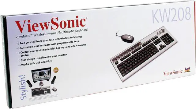 Alt view image 3 of 3 - ViewSonic KW208 2-Tone 104 Normal Keys 12 Function Keys w/ rotary volume dial Function Keys RF Wireless Slim Keyboard