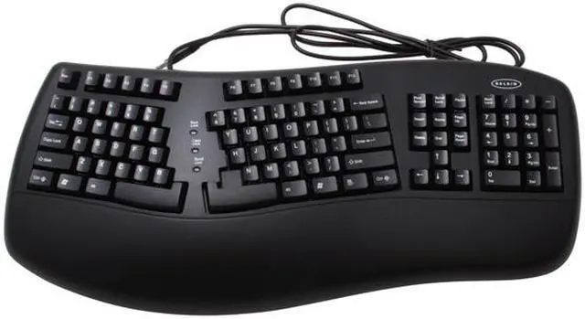 Alt view image 2 of 3 - BELKIN F8E887-BLK Black 107 Normal Keys USB Wired Ergonomic Keyboard