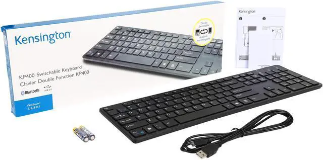Alt view image 5 of 5 - Kensington KP400 K72322US Black Micro USB Wired / Wireless Standard Switchable Keyboard