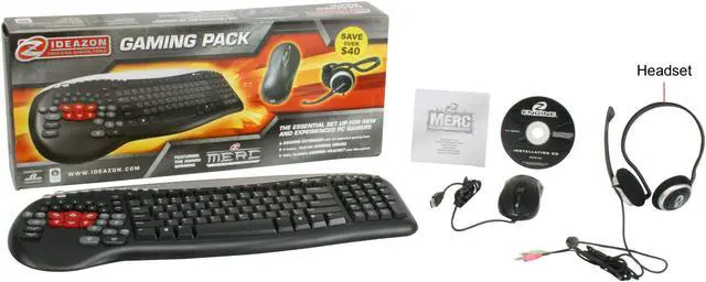 Alt view image 14 of 14 - Ideazon MERC Black USB Wired Ergonomic Keyboard, GM-200 Mouse and Headset Gaming Pack