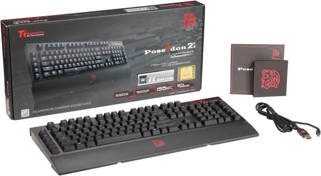Alt view image 5 of 5 - Tt eSPORTS Poseidon Z Forged KB-BAZ-KLBLUS-01 Black USB Wired Aluminum Gaming Mechanical Keyboard
