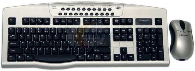 Main image of APEVIA KO-COMBO-SV Black/Silver 104 Normal Keys 18 Function Keys PS/2 Wired Standard Keyboard and Optical Scroll Mouse Combo Set