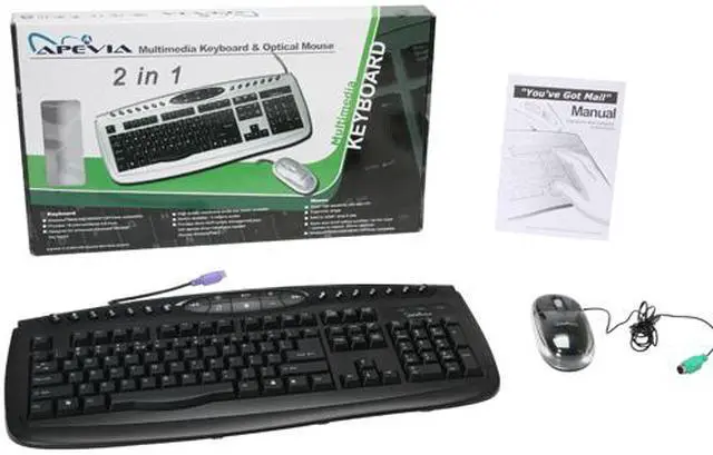 Alt view image 12 of 12 - APEVIA KI-COMBO-BK Black 104 Normal Keys 22 Function Keys PS/2 Wired Standard Multimedia Keyboard and Optical Mouse