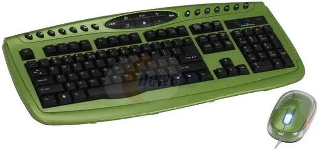 Main image of APEVIA KI-COMBO-GN Green/Black 104 Normal Keys 18 Function Keys PS/2 Wired Standard Keyboard and Mouse Combo