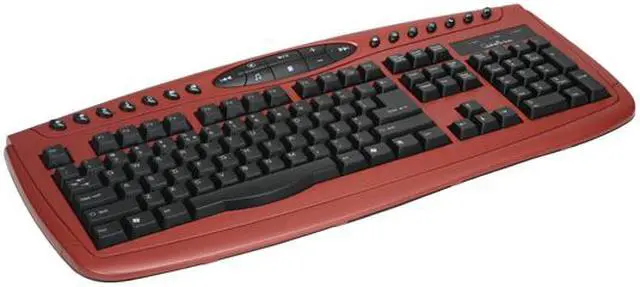 Alt view image 2 of 11 - APEVIA KI-COMBO-RED Red/Black 104 Normal Keys 22 Function Keys PS/2 Wired Standard Keyboard and Optical Scroll Mouse Combo Set