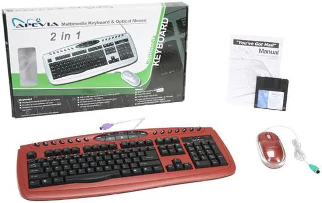Alt view image 11 of 11 - APEVIA KI-COMBO-RED Red/Black 104 Normal Keys 22 Function Keys PS/2 Wired Standard Keyboard and Optical Scroll Mouse Combo Set