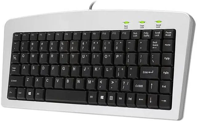 Alt view image 2 of 8 - Adesso AKB-901 Mini USB Keyboard with PS/2 Adapter (Silver / Black)