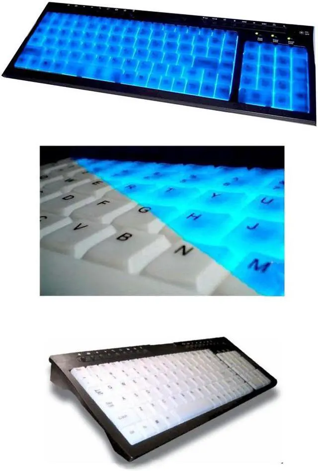 Main image of ADESSO EL-9805PB Blue 105 Normal Keys 18 Function Keys PS/2 Standard Illuminated media Keyboard