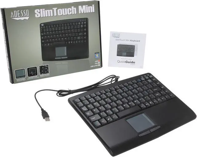 Alt view image 5 of 4 - Adesso AKB-410UB SlimTouch USB Mini Keyboard with Touchpad (Black)