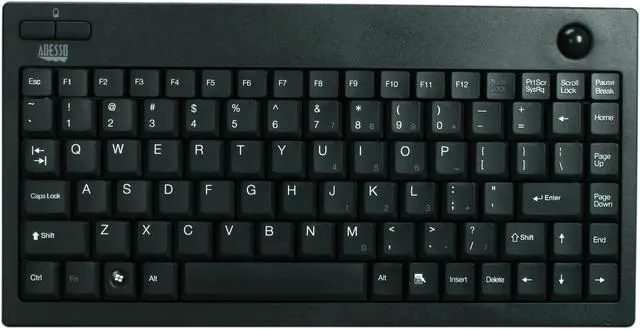 Alt view image 3 of 4 - Adesso WKB-3100UB 2.4 GHz RF Wireless Mini keyboard built-in Optical trackball, with mini receiver and receiver holder