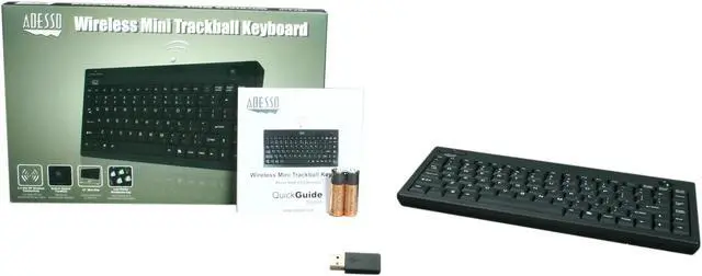 Alt view image 5 of 4 - Adesso WKB-3100UB 2.4 GHz RF Wireless Mini keyboard built-in Optical trackball, with mini receiver and receiver holder