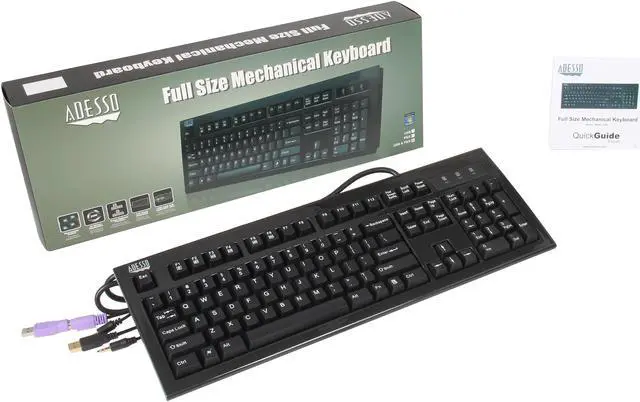 Alt view image 4 of 4 - ADESSO MKB-135B Mechanical Gaming Keyboard w/ Hub & Audio Jack