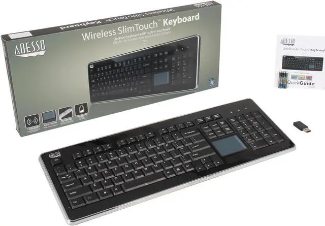 Alt view image 4 of 4 - Adesso WKB-4400UB SlimTouch 2.4 GHz RF wireless Full Size Keyboard with Touchpad on right side, mini USB receiver and receiver pocket (glazing black color)